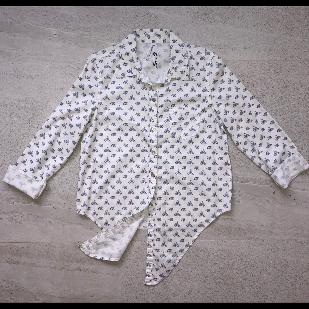 Seven7 Floral Front Tie Button Down Shirt